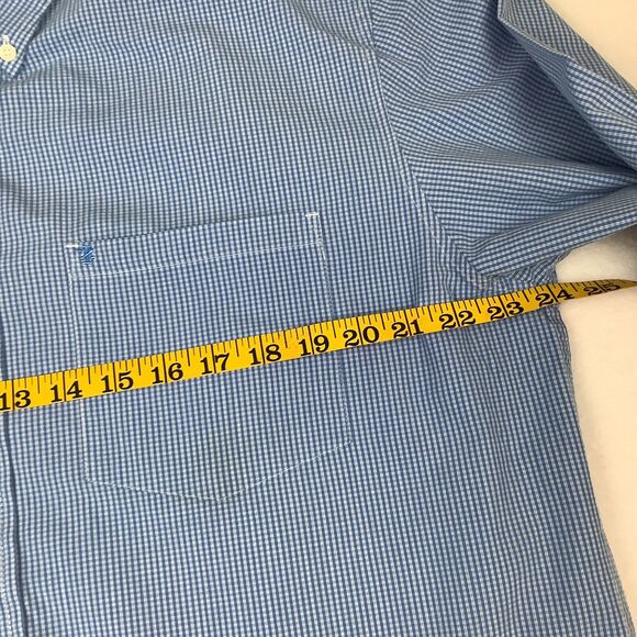 Izod Men’s Large Plaid Shirt Button Down Up Long Sleeves Blue White Check - Picture 7 of 14